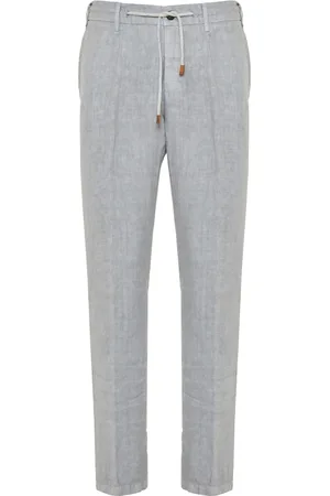 ELEVENTY Homme, Pantalons, Bleu, Taille: W32 Pantalon en Lin à Cordon de Serrage