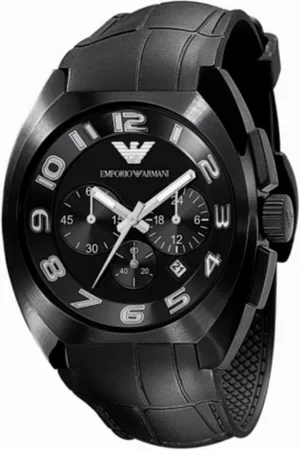 Emporio Armani Homme, Accessoires, Noir, Taille: ONE Size Montre à quartz noire en acier inoxydable