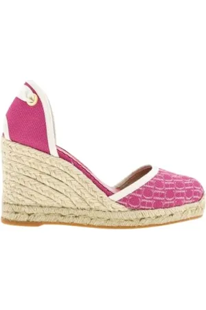 Carolina Herrera Femme, Chaussures, Rose, Taille: 36 EU Sandales compensées en toile Buganvilla