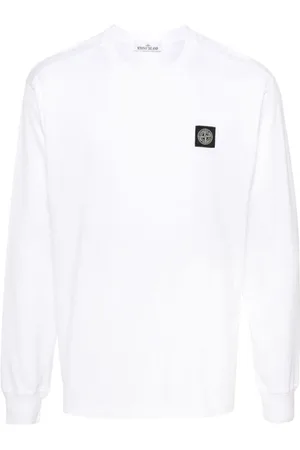 Stone Island Homme, Tops, Blanc, Taille: S T-shirt à manches longues élégant