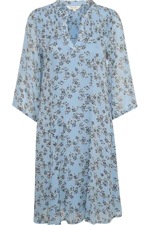 Part Two Femme, Robes, Bleu, Taille: 44 FR Robe Faded Denim Scattered Flower