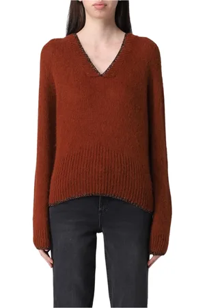 Liu Jo Femme, Pulls, Brun, Taille: 40 FR Pull Cardé à Manches Longues