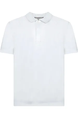 CANALI Homme, Tops, Blanc, Taille: 2XL Polo Élégant avec Col Contrasté