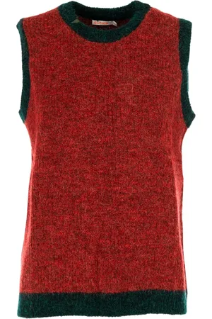 sun68 Femme, Pulls, Rouge, Taille: 40 FR Pull sans Manches Col Rond