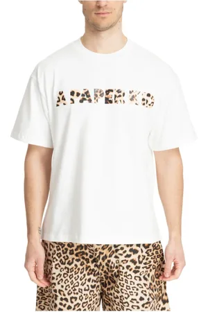 A PAPER KID Homme, Tops, Blanc, Taille: S T-shirt à motif et logo