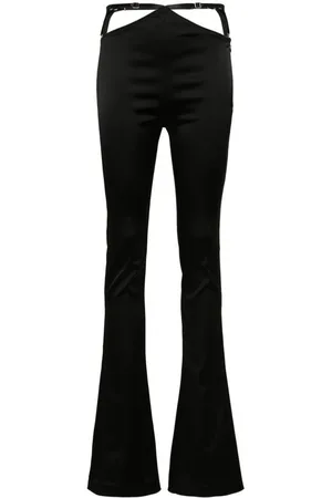 The Attico Femme, Pantalons, Noir, Taille: 38 FR Pantalon Évasé avec Détail de Panneau à la Taille