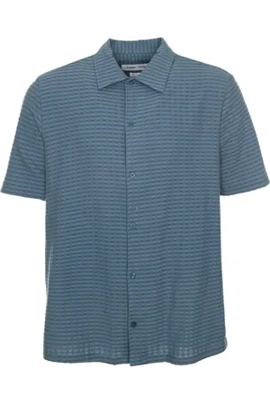 Samsøe Samsøe Homme, Chemises, Bleu, Taille: XL Chemise classique à manches courtes avec motif en toile