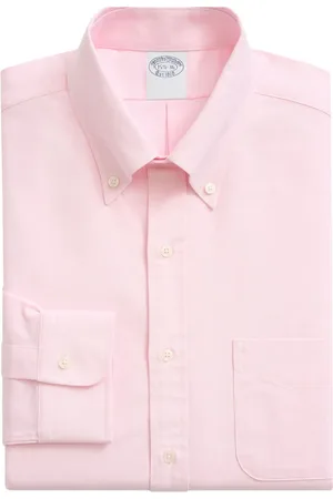 Brooks Brothers Homme, Chemises, Rose, Taille: XL Chemise habillée Oxford en coton infroissable coupe classique avec col boutonné