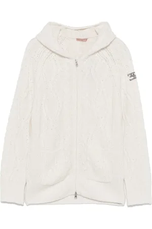 ERMANNO SCERVINO Femme, Pulls, Blanc, Taille: 42 FR Gilet Zippé Tricoté Blanc