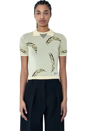 Jacquemus Femme, Tops, Jaune, Taille: 38 FR Polo en Tricot Marine Logo Motif