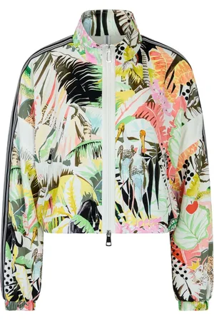 Marc Cain Femme, Vestes, Multicolore, Taille: 46 FR Veste Courte Flora-Fauna à Col Montant
