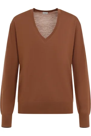 DRIES VAN NOTEN Femme, Pulls, Brun, Taille: 38 FR Pull Luxueux en Laine Mérinos Marron
