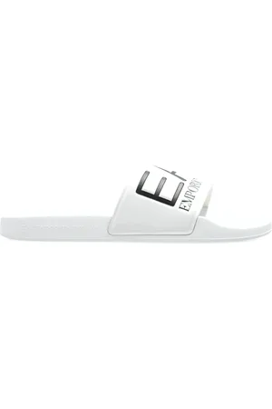EA7 Homme, Chaussures, Blanc, Taille: 45 EU Logo slides