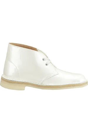 Clarks Femme, Chaussures, Blanc, Taille: 37 EU Bottines Desert en Cuir Métallisé