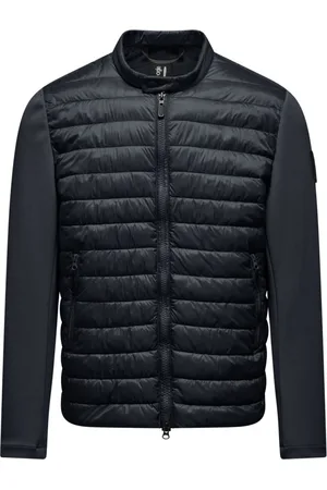Bomboogie Homme, Vestes, Bleu, Taille: S Veste Bi-matière en Nylon et Maille