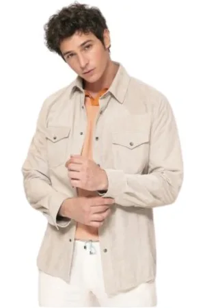 Brunello Cucinelli Homme, Vestes, , Taille: L Chemise en Daim à Manches Longues