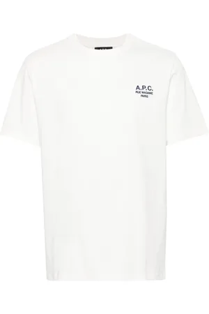 A.P.C. Homme, Tops, Blanc, Taille: M T-shirt en coton avec logo brodé