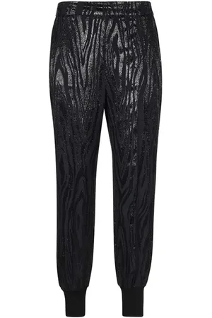 Stella McCartney Femme, Pantalons, Noir, Taille: 36 FR Joggers Lurex avec Chevilles Côtelées