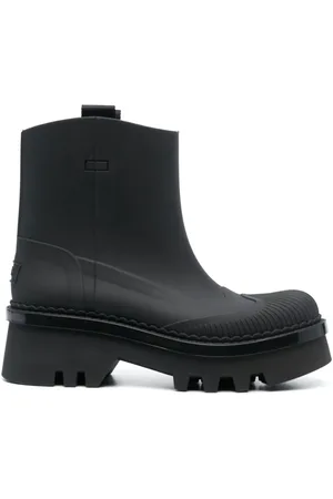 Chloé Femme, Chaussures, Noir, Taille: 40 EU Bottes Noires Logo Embossé Double Languette