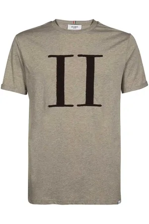 Les Deux Homme, Tops, Gris, Taille: S T-shirt ras du cou en coton avec détail Encore Bouclè