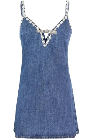Self-Portrait Femme, Robes, Bleu, Taille: 42 FR Robe Diamant Bleu avec Fermeture Éclair