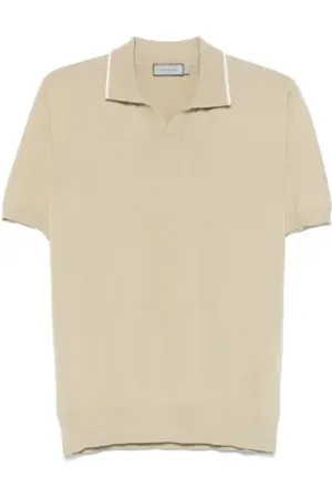 CANALI Homme, Tops, , Taille: L Polo à Manches Courtes et Col en V
