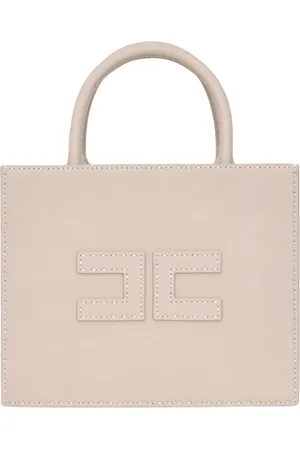Elisabetta Franchi Femme, Sacs, Gris, Taille: ONE Size Sac Cabas Beige avec Logo Double C