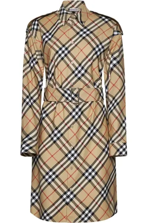 Burberry Femme, Robes, Multicolore, Taille: 36 FR Robe-chemise ceinturée à motif Vintage Check