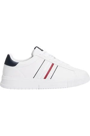 Tommy Hilfiger Homme, Chaussures, Blanc, Taille: 45 EU Baskets en Cuir avec Semelle Intérieure Amovible