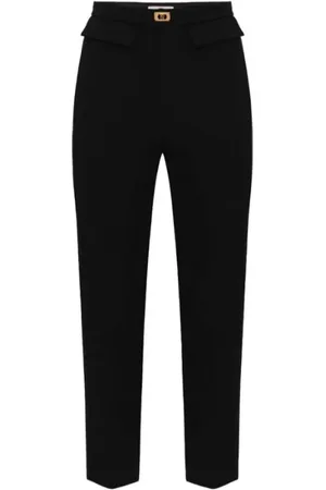 Elisabetta Franchi Femme, Pantalons, Noir, Taille: 40 FR Pantalon Slim avec Plaque Logo
