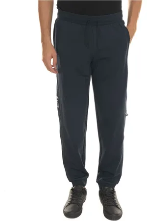 EA7 Homme, Pantalons, Bleu, Taille: L Pantalon de survêtement en molleton avec logo et cordon de serrage à la taille