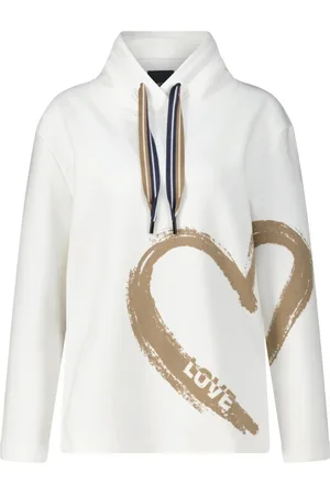 Marc Cain Femme, Sweatshirts et sweats à capuche, Blanc, Taille: 42 FR SweaT-shirt à motif cœur