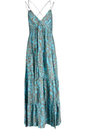 Liu Jo Femme, Robes, Multicolore, Taille: 42 FR Robe Longue en Satin à Col V