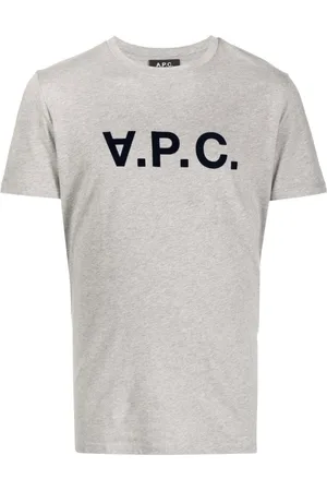 A.P.C. Homme, Tops, Gris, Taille: S T-shirt Gris en Coton avec Logo Imprimé