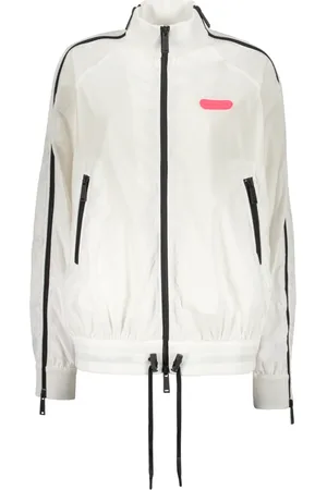 Dsquared2 Femme, Vestes, Blanc, Taille: 34 FR Blouson Bomber en Coton avec Col Côtelé