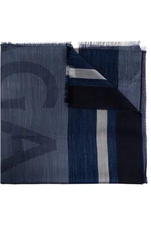 Salvatore Ferragamo Homme, Accessoires, Bleu, Taille: ONE Size Écharpe Rayée à Franges