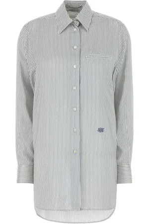 Stella McCartney Femme, Blouses et Chemises, Gris, Taille: 36 FR Chemise Oversize en Soie Brodée