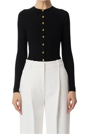 Elisabetta Franchi Femme, Pulls, Noir, Taille: 42 FR Cardigan Jacquard Floral