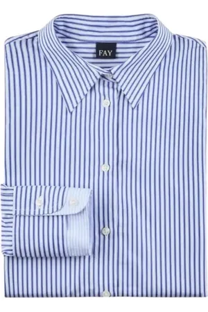 FAY Femme, Blouses et Chemises, Bleu, Taille: 40 FR Chemise à rayures en coton à manches longues