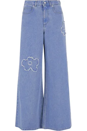 Marni Femme, Jeans, Bleu, Taille: 36 FR Jean Évasé en Denim avec Appliqués de Fleurs