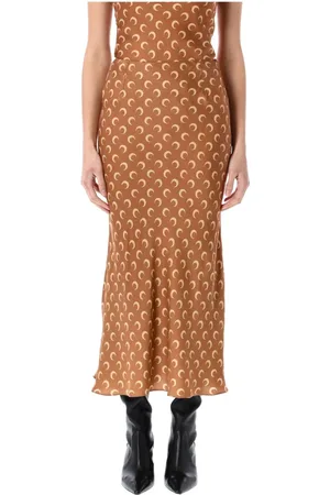 Marine Serre Femme, Jupes, Brun, Taille: 42 FR Jupe Midi Satinée Lune