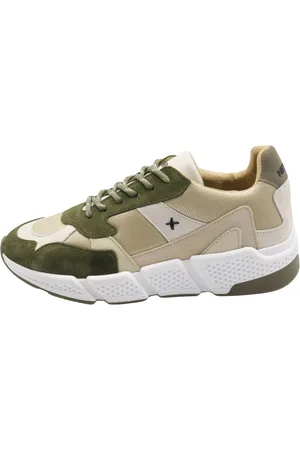 New Lab Homme, Chaussures, Blanc, Taille: 44 EU Baskets beige/kaki en polyester de peau de pomme