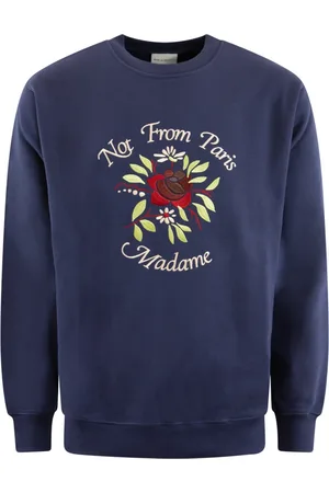 Drôle de Monsieur Homme, Sweatshirts et sweats à capuche, Bleu, Taille: L SweaT-shirt Floral à Slogan