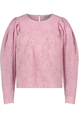 Fabienne Chapot Femme, Blouses et Chemises, Rose, Taille: 40 FR Top Rose en Coton avec Manches Bouffantes