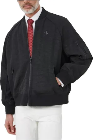 Calvin Klein Homme, Sweatshirts et sweats à capuche, Noir, Taille: 2XL Veste Bomber Zippée Apparente