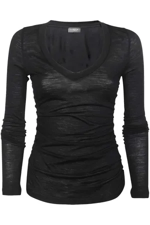 Dondup Femme, Tops, Noir, Taille: 42 FR T-Shirt Manches Longues en Laine
