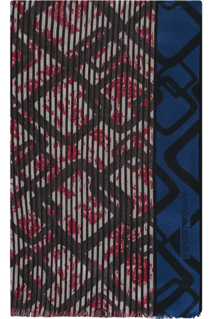 Emporio Armani Homme, Accessoires, Multicolore, Taille: ONE Size Écharpe à Bords Effilochés en Mélange de Soie