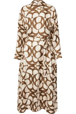 Max Mara Femme, Robes, Brun, Taille: 42 FR Robe chemise en soie avec un imprimé saisissant