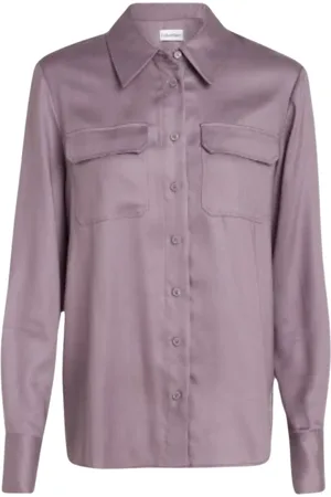 Calvin Klein Femme, Blouses et Chemises, Violet, Taille: 36 FR Chemise à poche Tencel