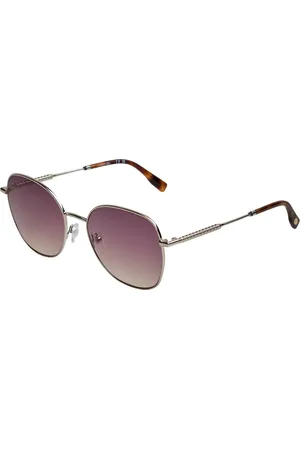 Lacoste Femme, Accessoires, Jaune, Taille: ONE Size Lunettes de soleil géométriques en métal avec embouts en acétate